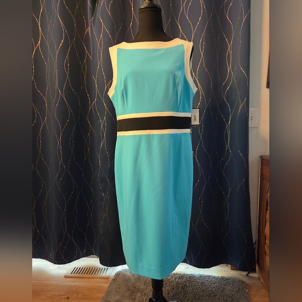 Nine West Blue and White Midi Dress